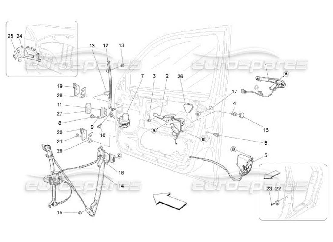 Maserati QTP. (2005) 4.2 PUERTAS DELANTERAS: MECANISMOS Diagrama de piezas