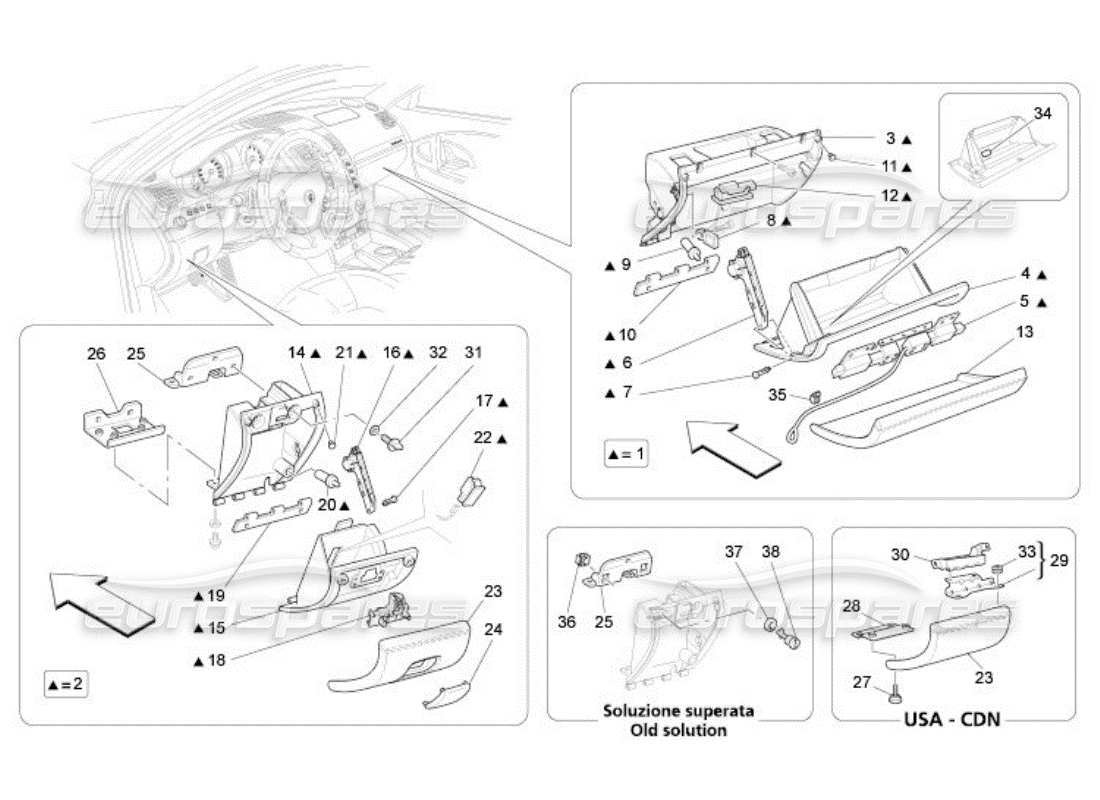 Maserati QTP. (2005) 4.2 GUANTERAS Diagrama de piezas