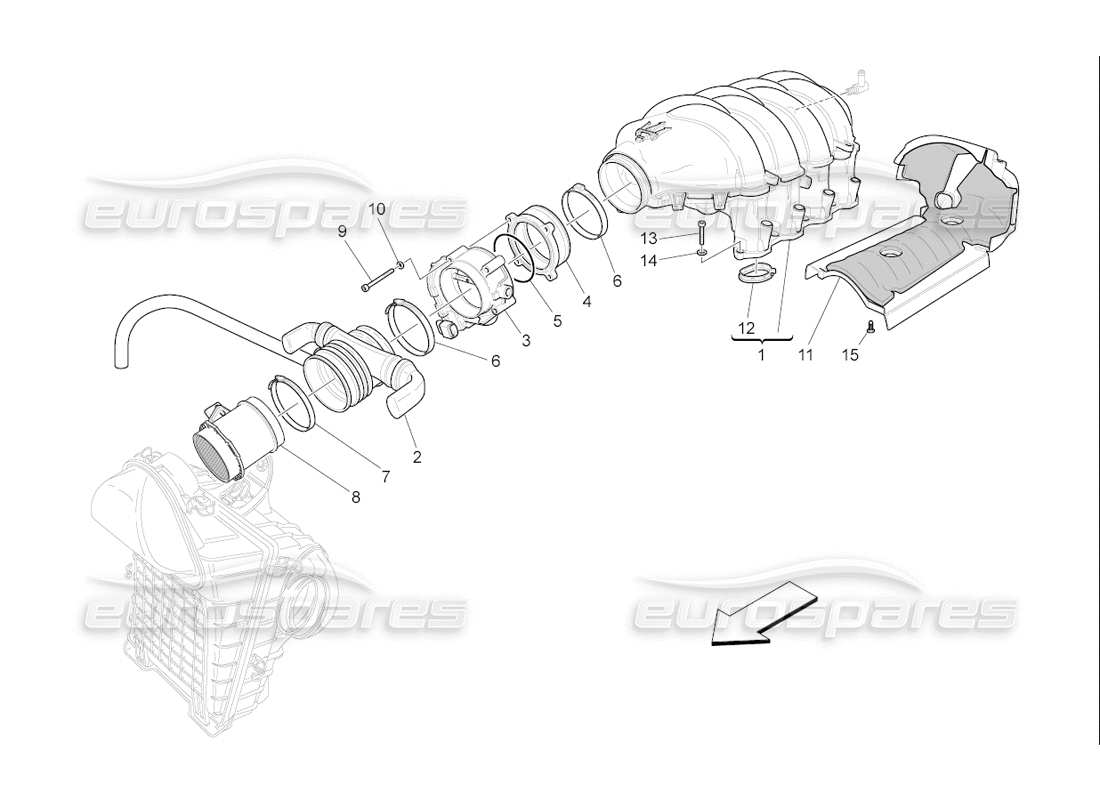 Maserati QTP. (2006) 4.2 F1 INTAKE MANIFOLD AND THROTTLE BODY Diagrama de piezas