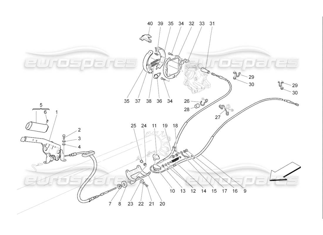 Maserati QTP. (2006) 4.2 F1 freno de mano Diagrama de piezas