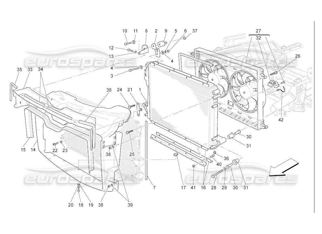 Maserati QTP. (2007) 4.2 auto REFRIGERACIÓN: RADIADORES DE AIRE Y CONDUCTOS Diagrama de piezas