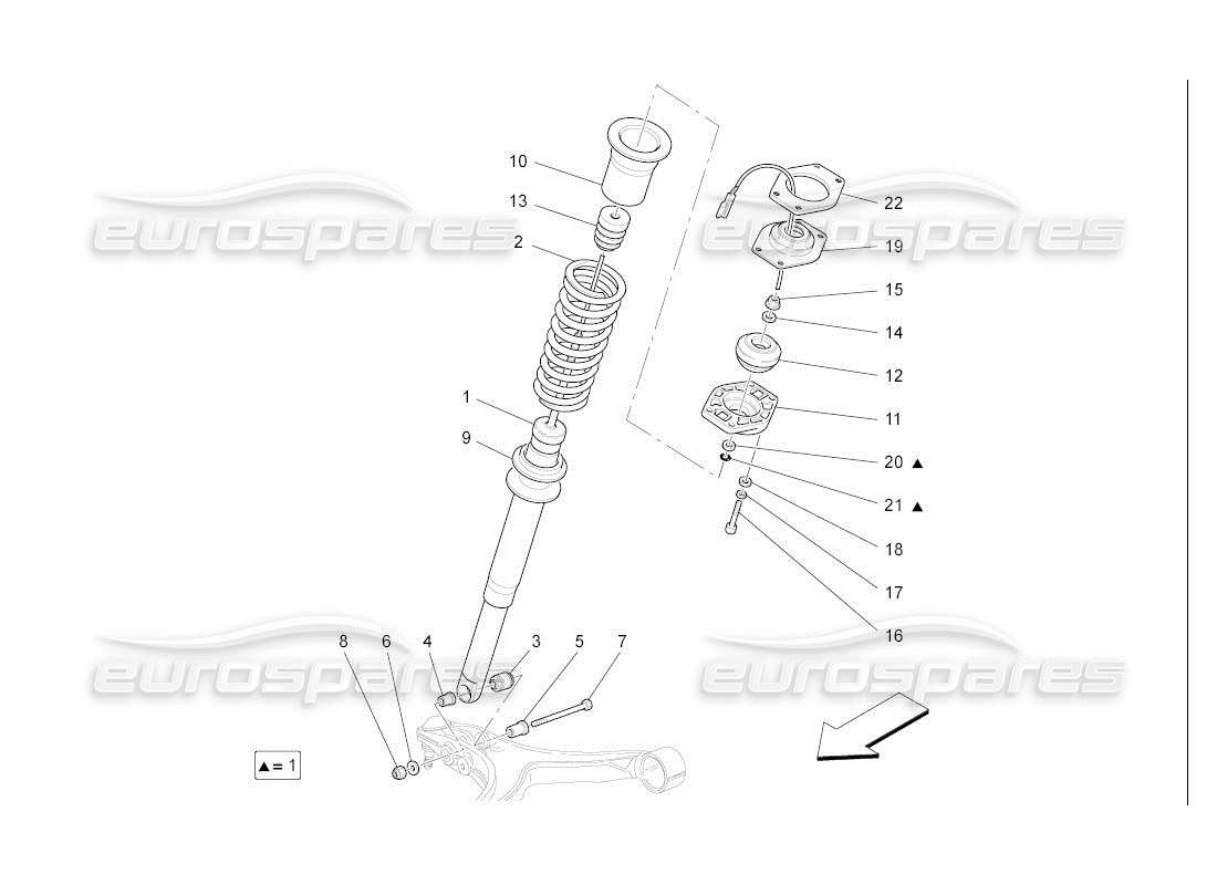 Maserati QTP. (2007) 4.2 auto dispositivos amortiguadores delanteros Diagrama de piezas