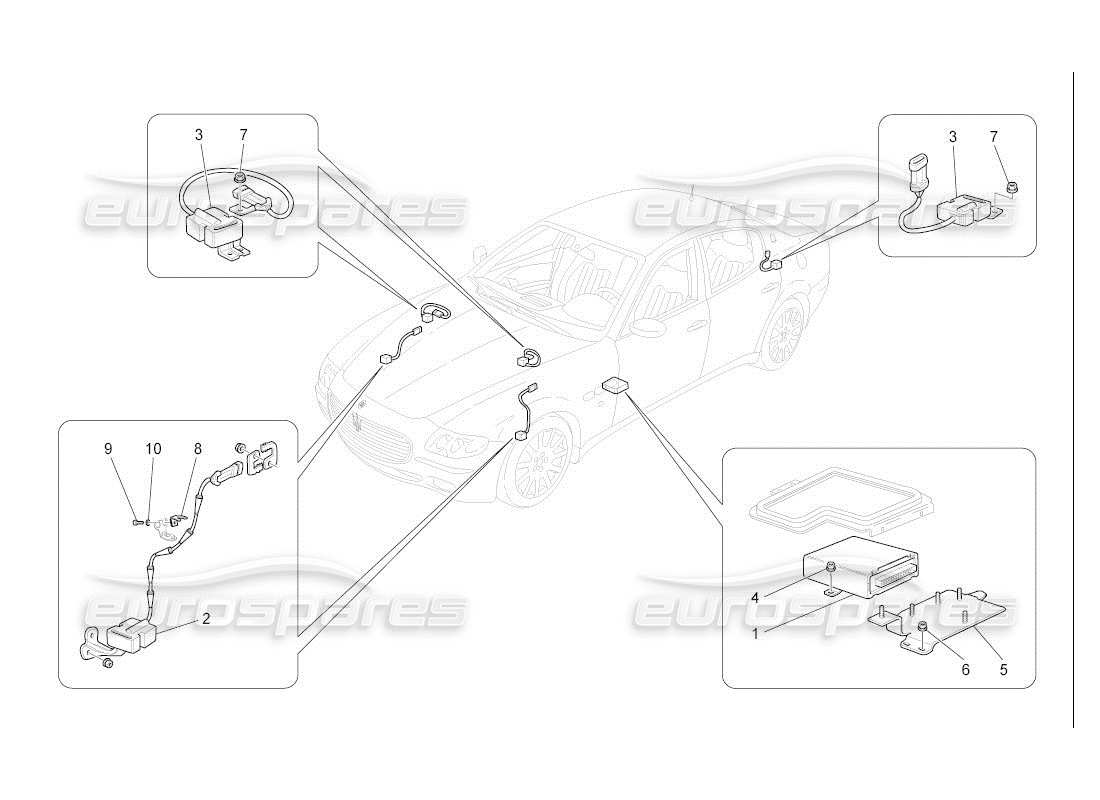 Maserati QTP. (2007) 4.2 auto Diagrama de piezas de control electrónico (suspensión)
