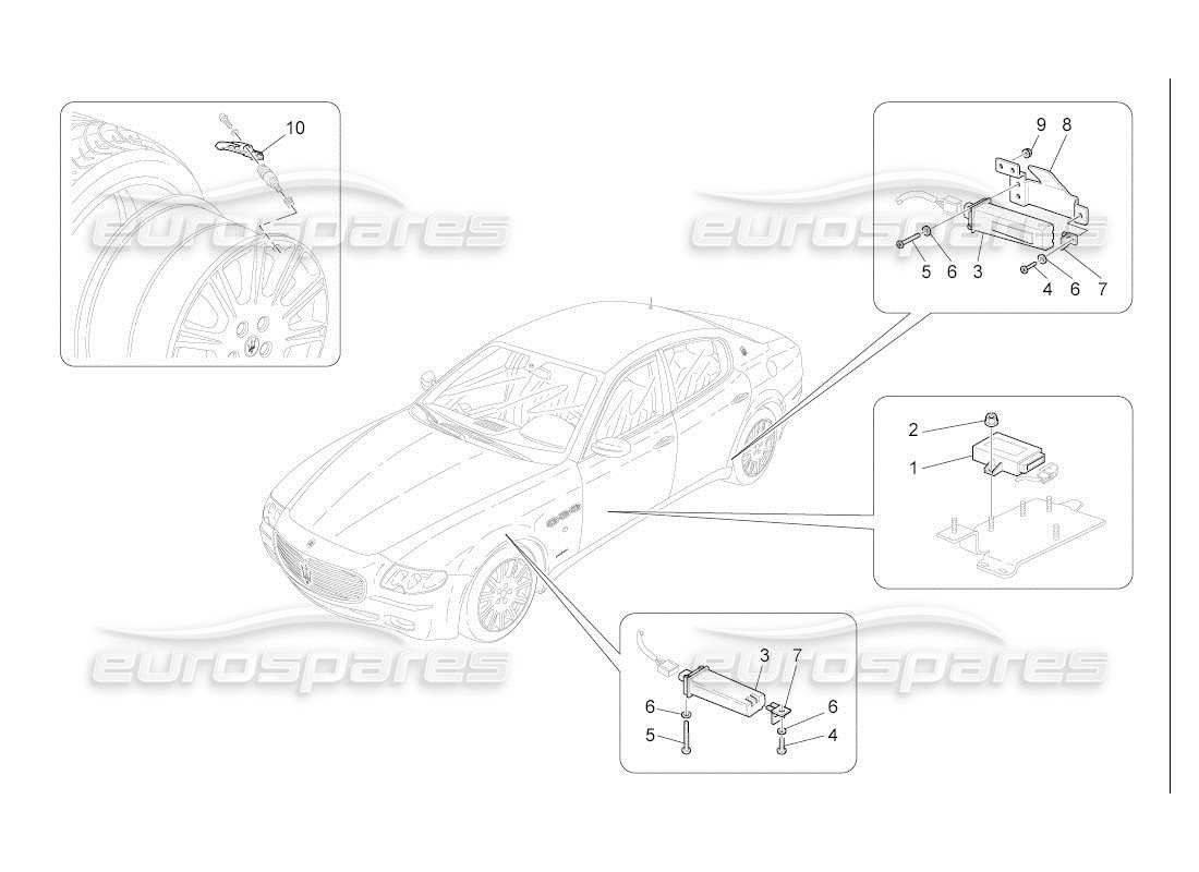 Maserati QTP. (2007) 4.2 auto sistema de control de presión de neumáticos Diagrama de piezas