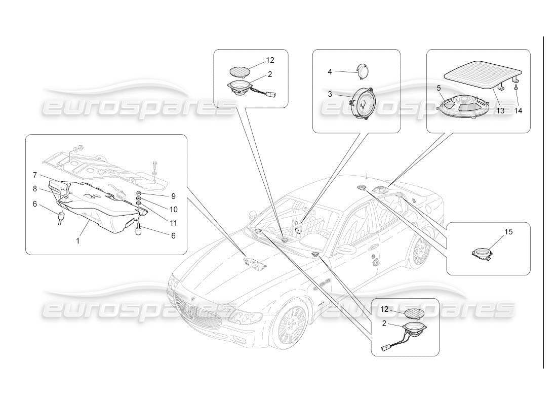 Maserati QTP. (2007) 4.2 auto sistema de difusión de sonido Diagrama de piezas