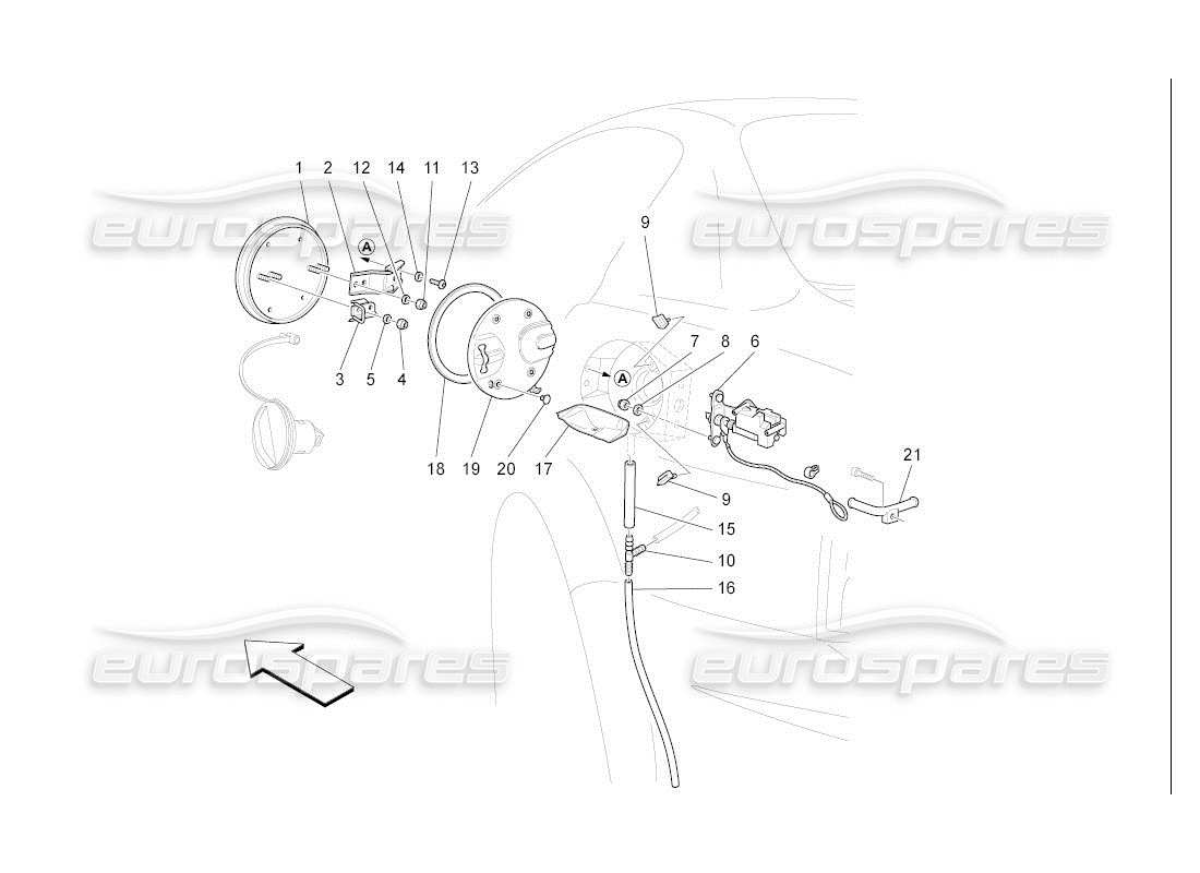 Maserati QTP. (2007) 4.2 auto PUERTA Y CONTROLES DEL TANQUE DE COMBUSTIBLE Diagrama de piezas