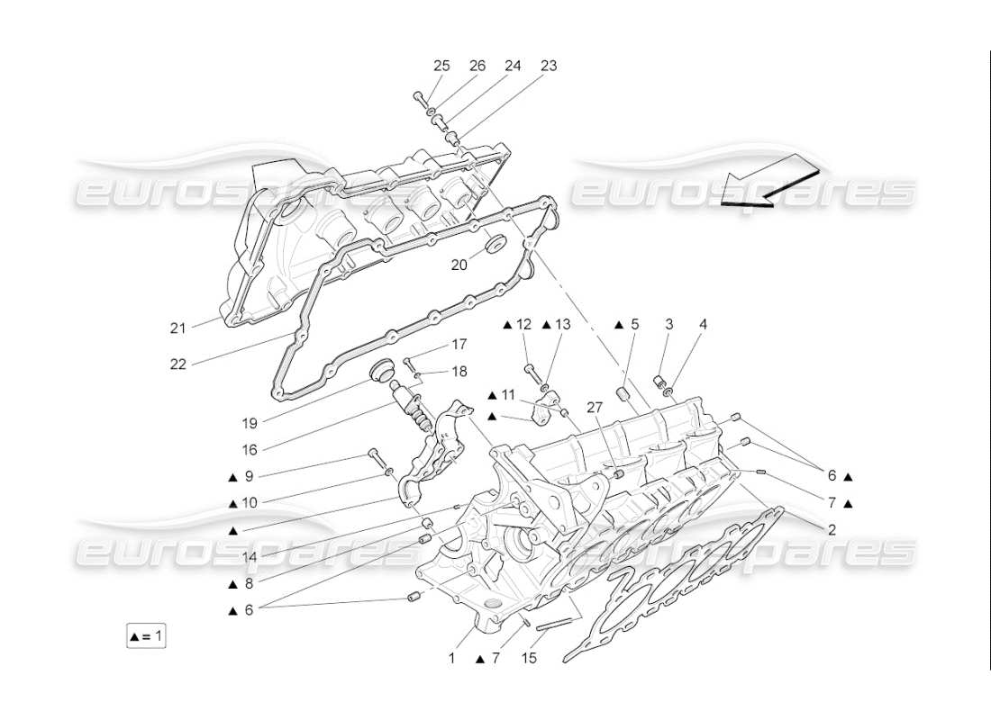 Maserati QTP. (2009) 4.2 auto culata derecha Diagrama de piezas
