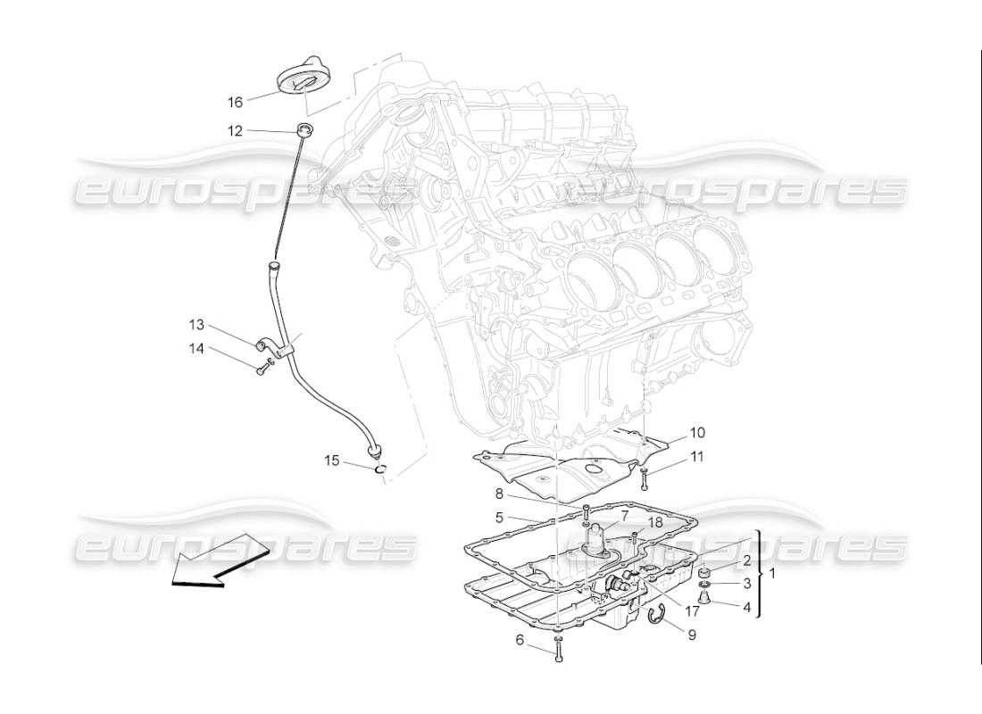 Maserati QTP. (2009) 4.2 auto SISTEMA DE LUBRICACIÓN: CIRCUITO Y RECOGIDA Diagrama de piezas