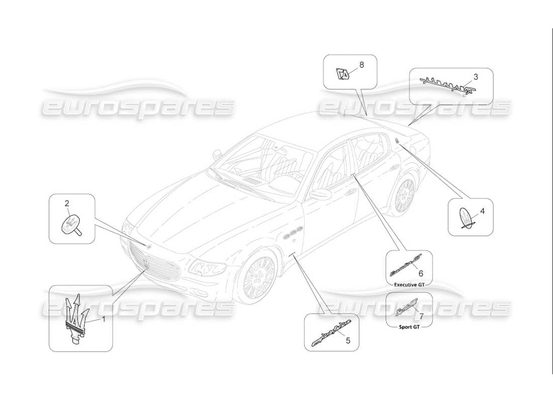 Maserati QTP. (2009) 4.2 auto ACABADOS, MARCAS Y SÍMBOLOS Diagrama de piezas