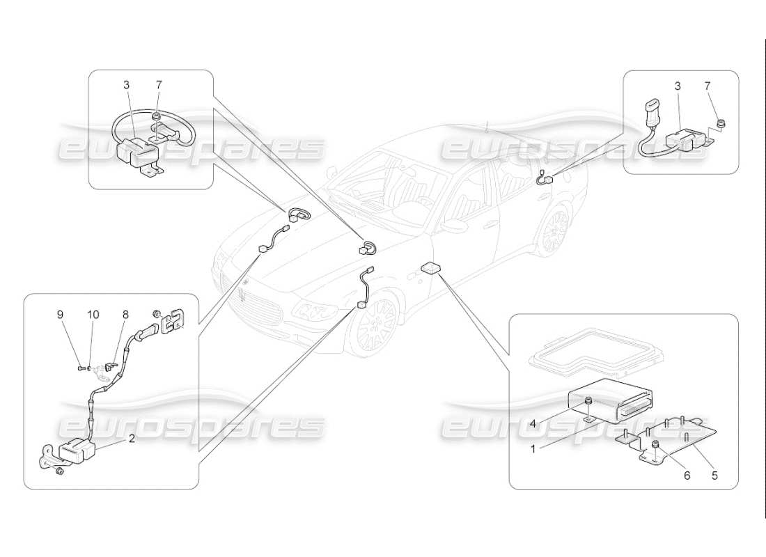 Maserati QTP. (2010) 4.7 auto Diagrama de piezas de control electrónico (suspensión)