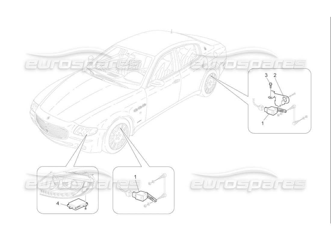 Maserati QTP. (2010) 4.7 auto CONTROL DEL SISTEMA DE ILUMINACIÓN Diagrama de piezas