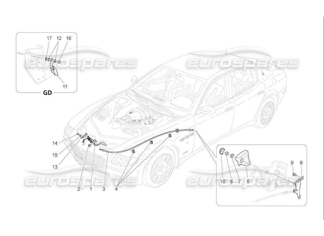 Maserati QTP. (2010) 4.7 auto BOTÓN DE APERTURA DE TAPA FRONTAL Diagrama de piezas