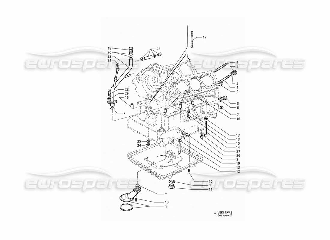 Maserati QTP V6 (1996) Fijaciones y Accesorios para Bloques Diagrama de piezas