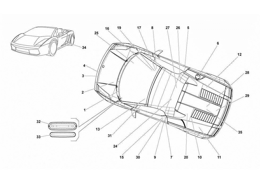 Lamborghini Gallardo LP560-4s update placas de identificación Diagrama de piezas