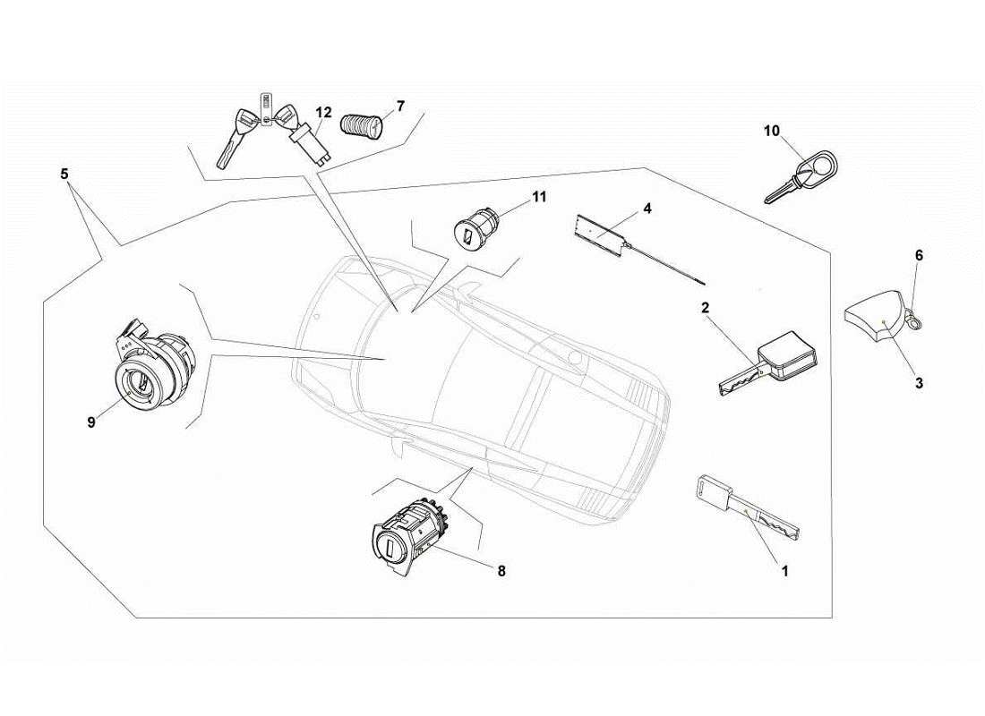 Lamborghini Gallardo LP560-4s update Kit de llaves Diagrama de piezas