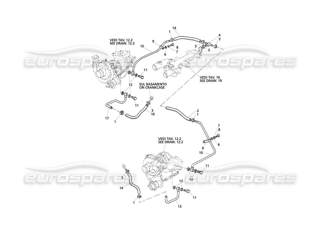 Maserati QTP V8 Evoluzione Tubos de refrigeración turbo Diagrama de piezas