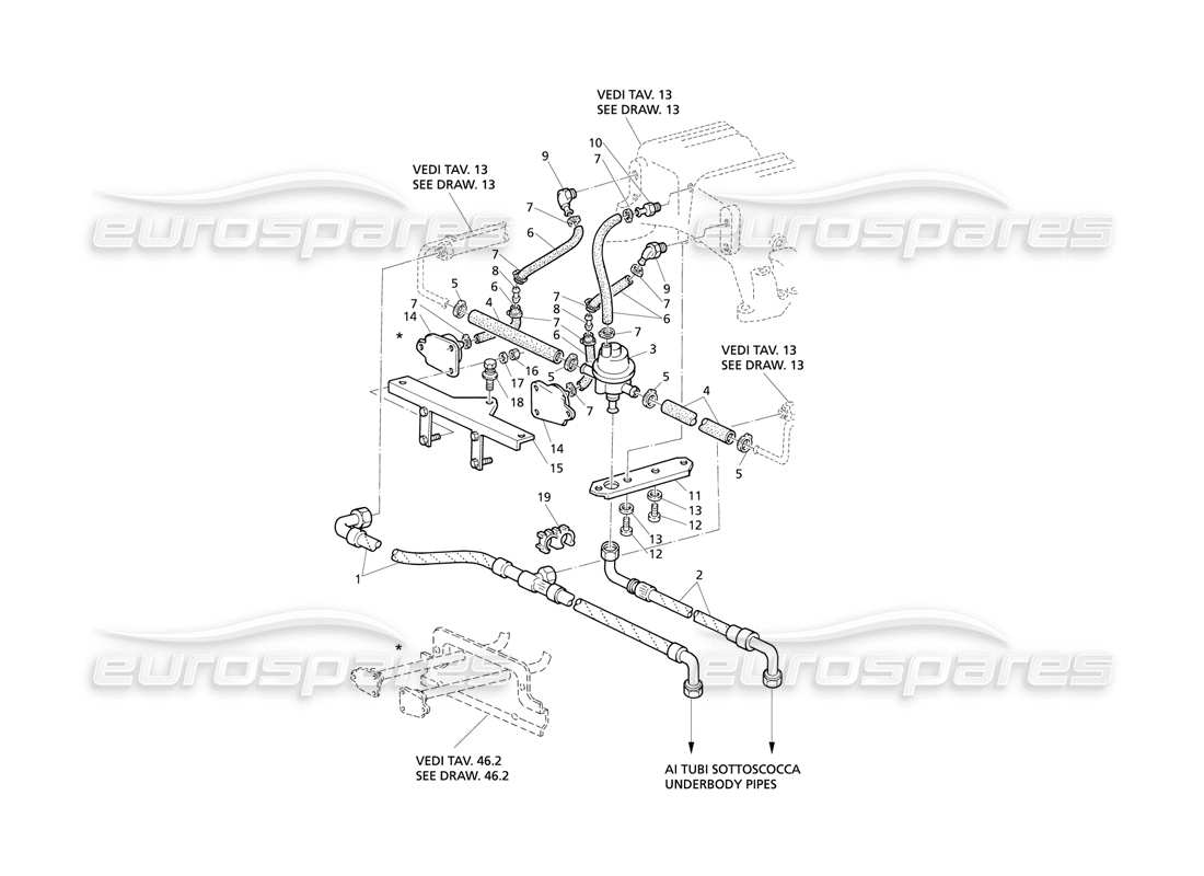 Maserati QTP V8 Evoluzione Colector de admisión y sistema de inyección Diagrama de piezas