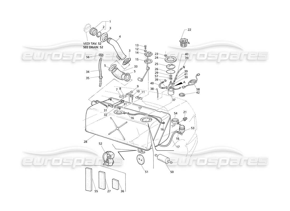 Maserati QTP V8 Evoluzione DEPÓSITO DE COMBUSTIBLE Diagrama de piezas