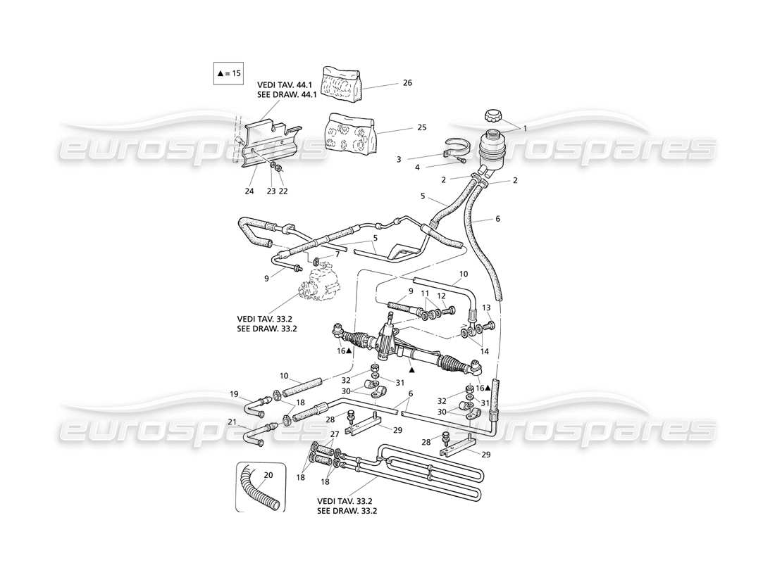 Maserati QTP V8 Evoluzione Diagrama de piezas del sistema de dirección asistida (transmisión derecha)