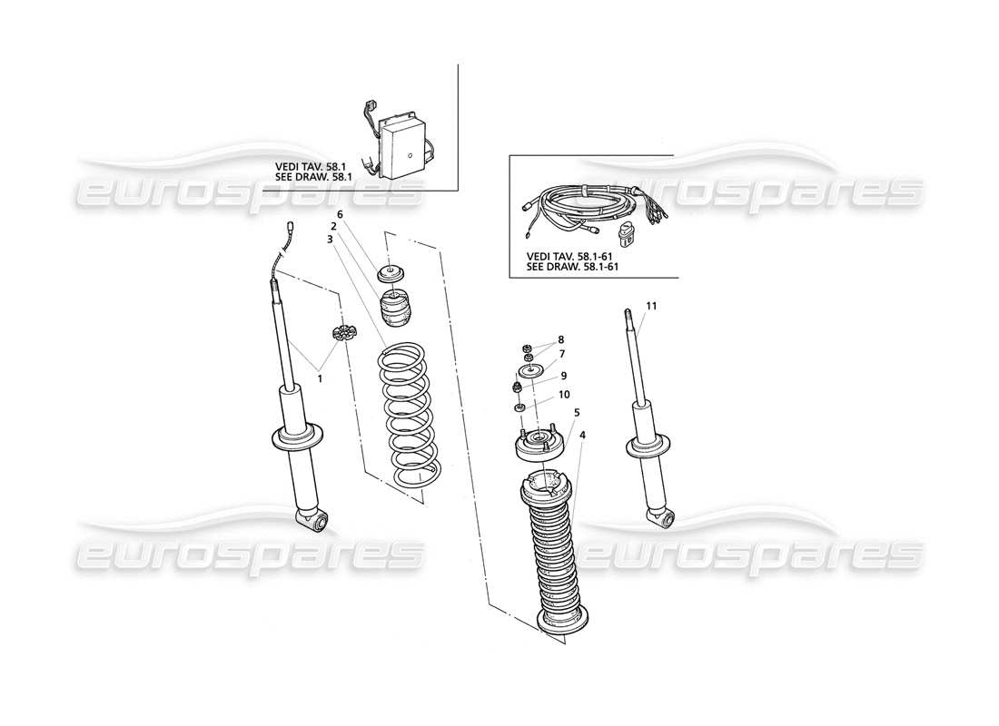 Maserati QTP V8 Evoluzione Amortiguador trasero Diagrama de piezas