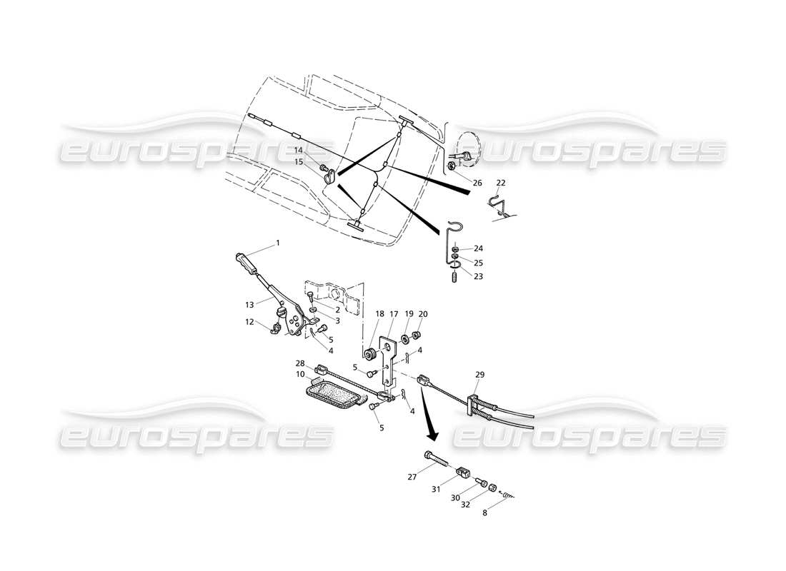 Maserati QTP V8 Evoluzione Control del freno de mano 2 Diagrama de piezas