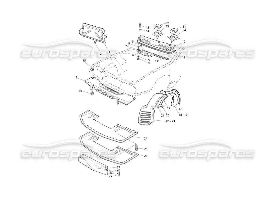 Maserati QTP V8 Evoluzione Bahía del motor: Carters Diagrama de piezas