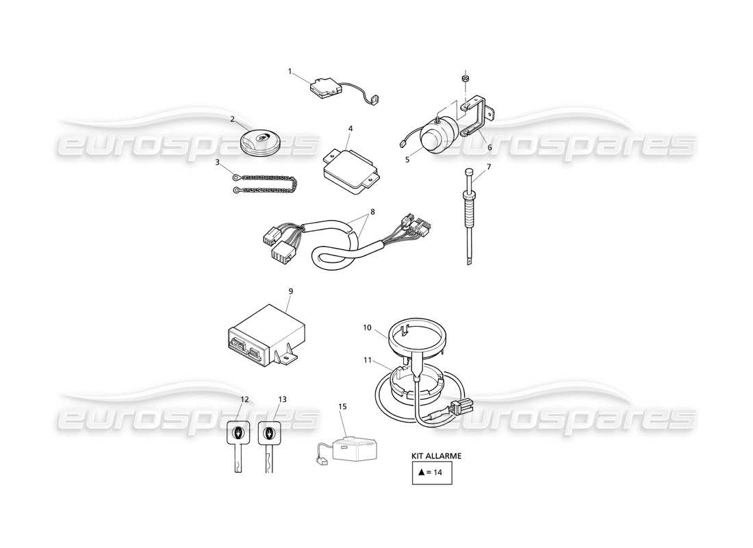Maserati QTP V8 Evoluzione Sistemas antirrobo Diagrama de piezas