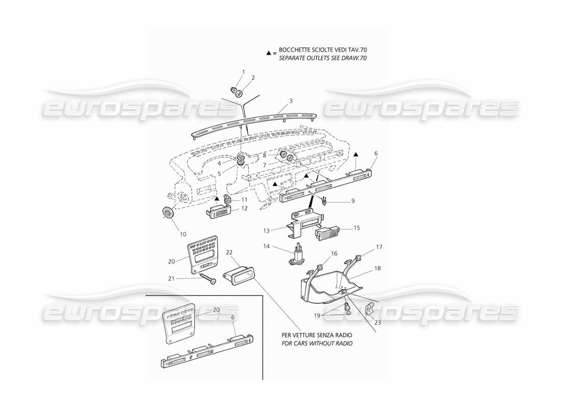 Maserati QTP V8 Evoluzione Panel de control: componentes Diagrama de piezas