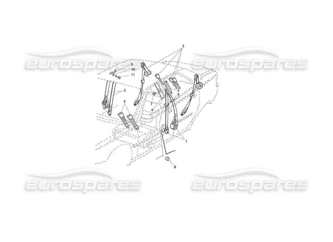 Maserati QTP V8 Evoluzione Cinturones de seguridad Diagrama de piezas