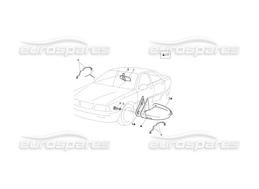 Maserati QTP V8 Evoluzione Espejos retrovisores Diagrama de piezas