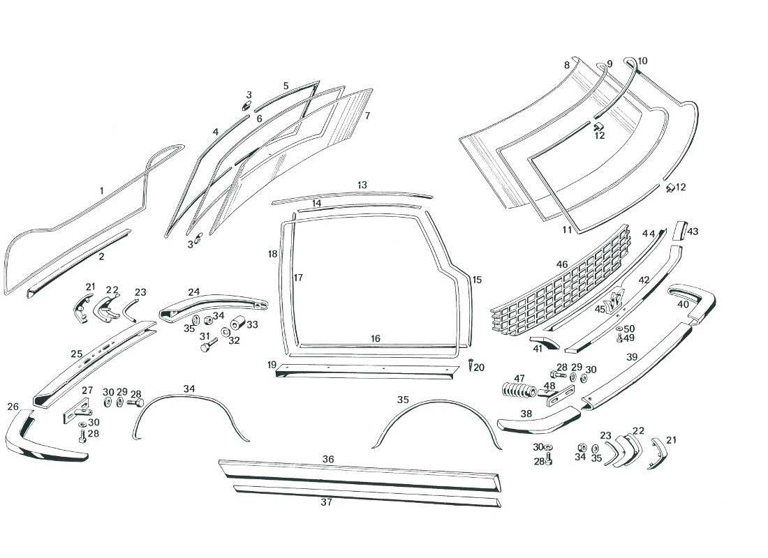 Maserati Mexico Bumbers y gafas Diagrama de piezas