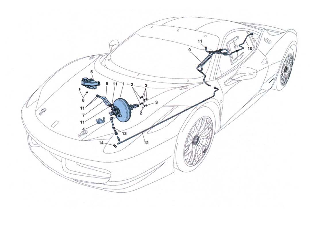 Ferrari 458 Challenge Sistema de refuerzo de frenos Diagrama de piezas