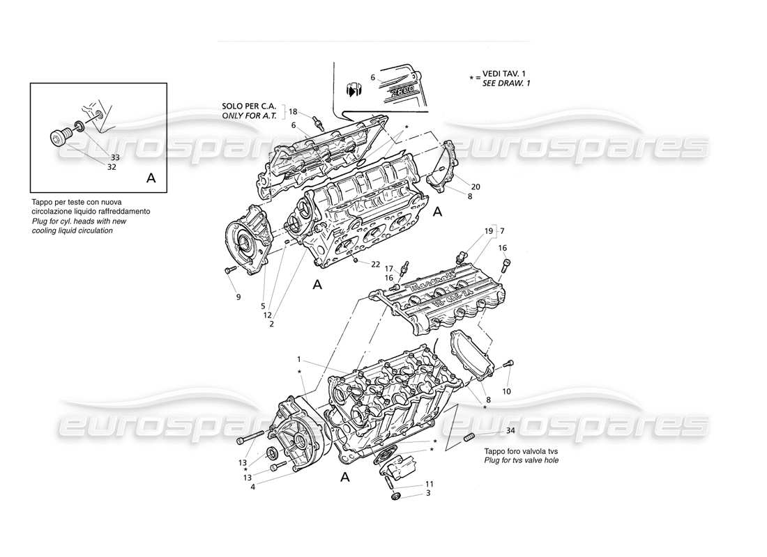 Maserati QTP V6 Evoluzione culatas de cilindros Diagrama de piezas