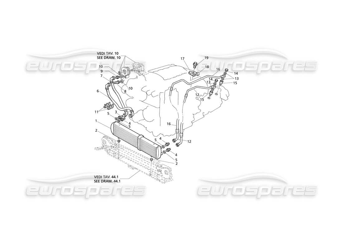 Maserati QTP V6 Evoluzione Enfriamiento del aceite del motor - Diagrama de piezas AT