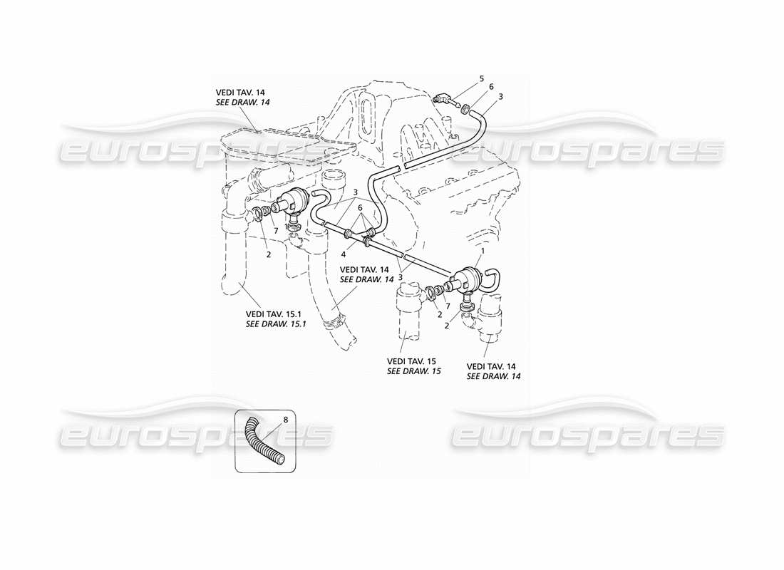 Maserati QTP V6 Evoluzione Sistema de válvula de escape Diagrama de piezas