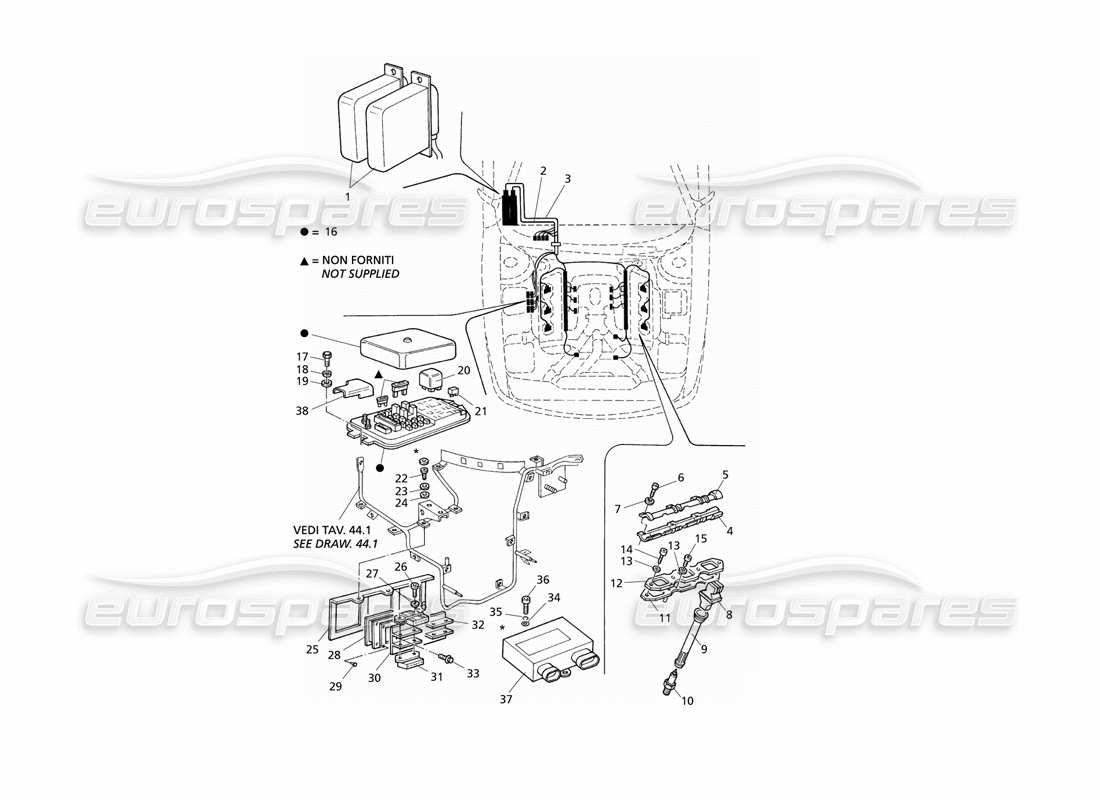 Maserati QTP V6 Evoluzione Sistema de encendido Diagrama de piezas