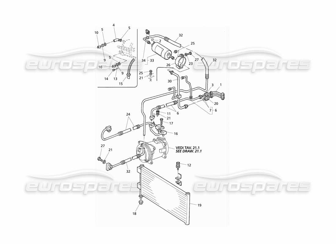 Maserati QTP V6 Evoluzione Sistema de aire acondicionado Diagrama de piezas
