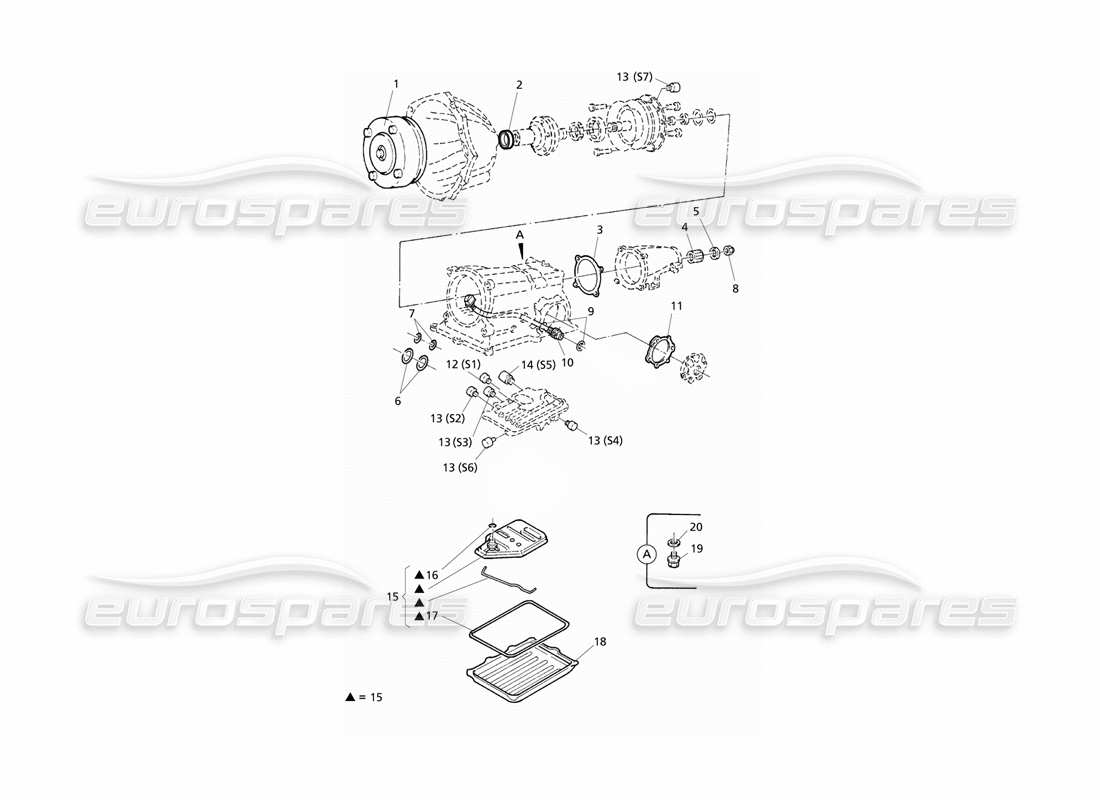 Maserati QTP V6 Evoluzione Piezas internas de transmisión automática Diagrama de piezas