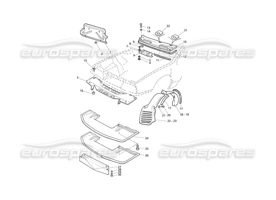Maserati QTP V6 Evoluzione Bahía del motor: Carters Diagrama de piezas
