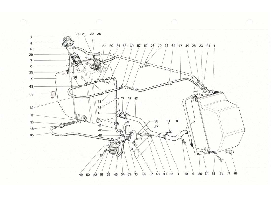 Ferrari 208 GTB GTS Fuel System Diagrama de piezas