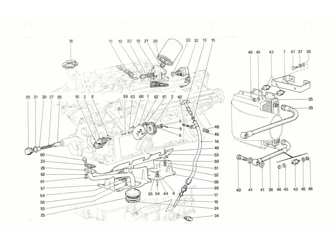 Ferrari 208 GTB GTS Sistema de lubricación Diagrama de piezas