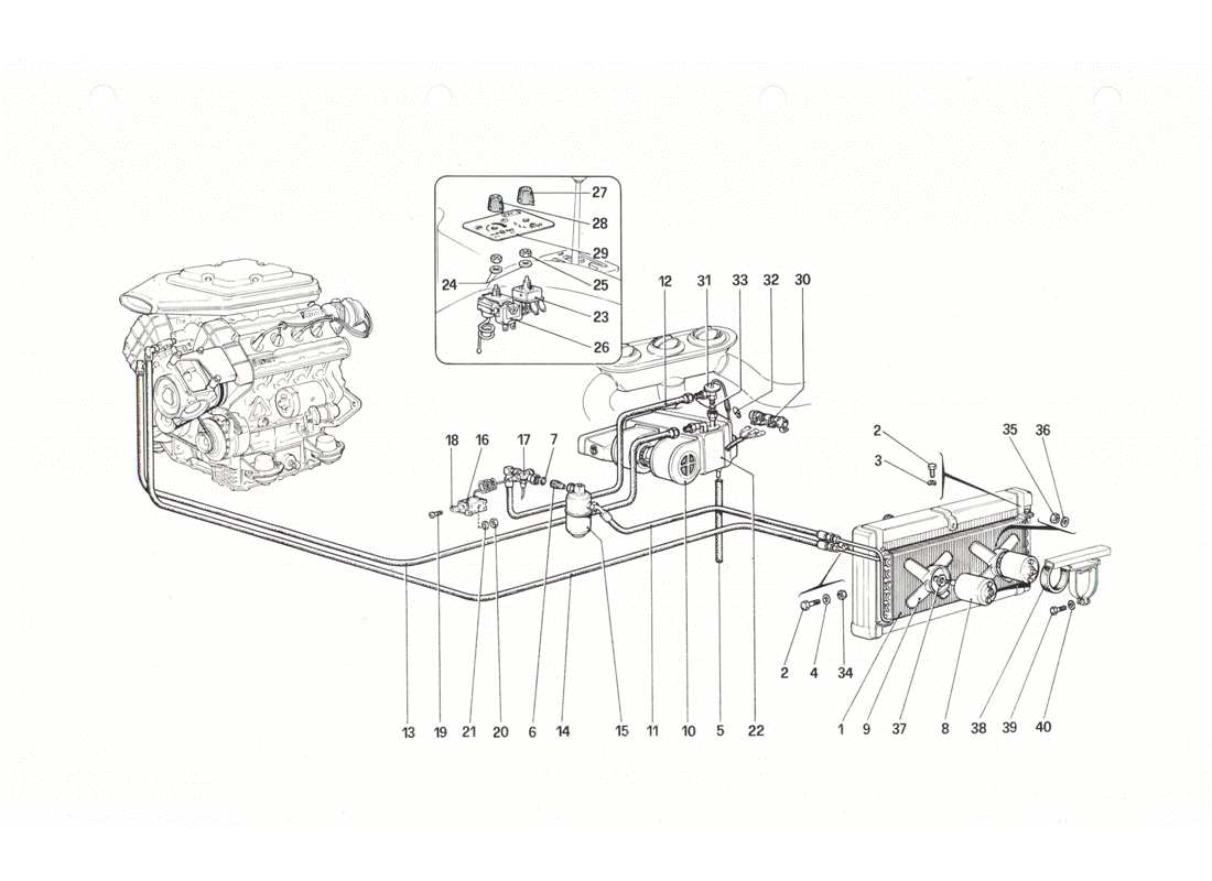 Ferrari 208 GTB GTS Sistema de aire acondicionado Diagrama de piezas