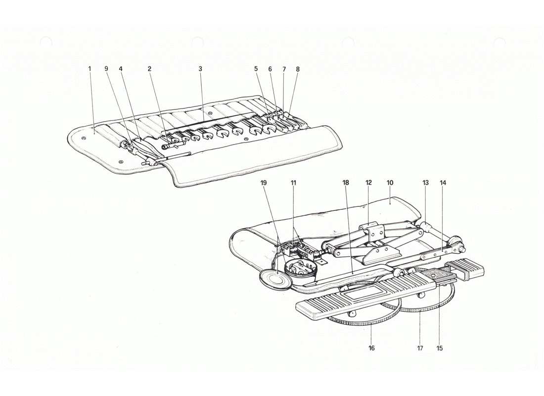 Ferrari 208 GTB GTS Kit de herramientas Diagrama de piezas