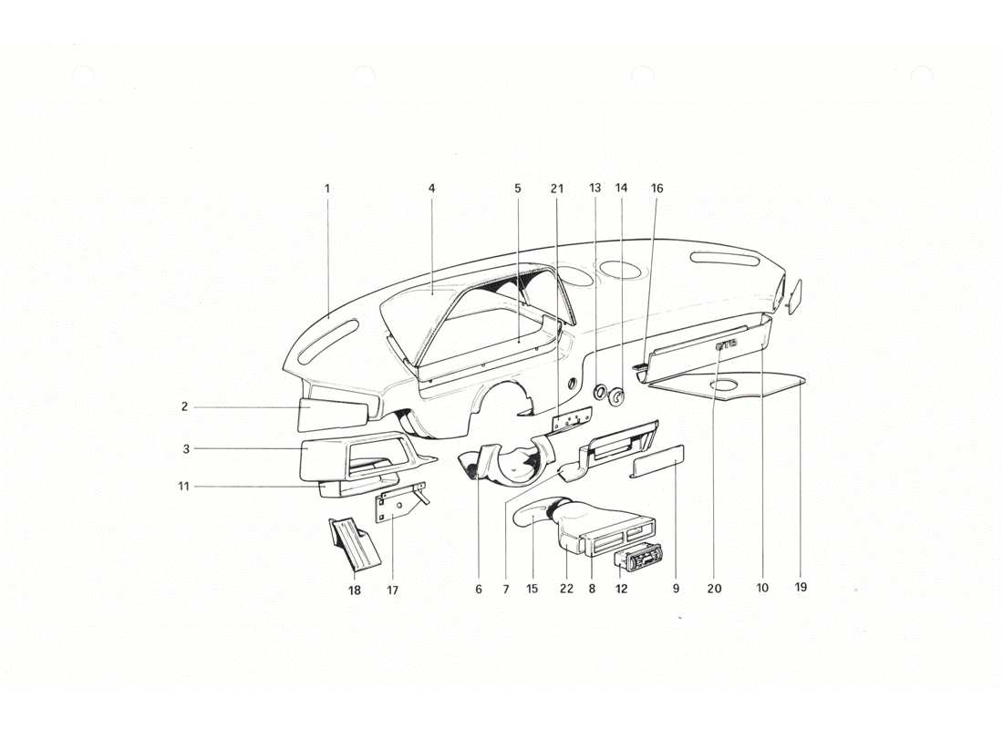 Ferrari 208 GTB GTS TABLERO DE INSTRUMENTOS Diagrama de piezas