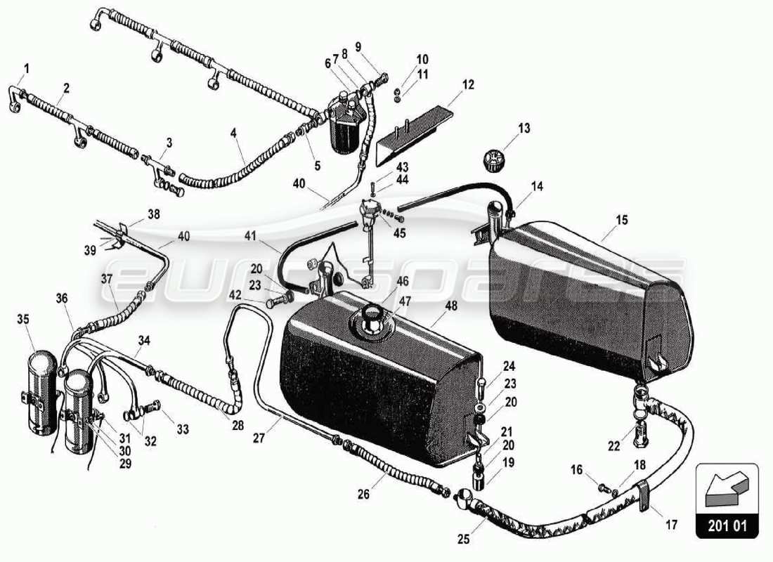 Lamborghini 350 GT Fuel System Diagrama de piezas