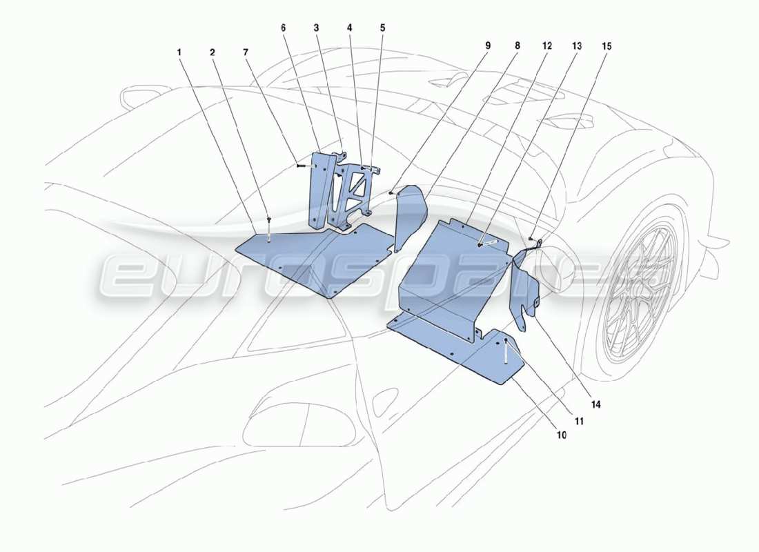 Ferrari 488 Challenge Aislamiento Diagrama de piezas