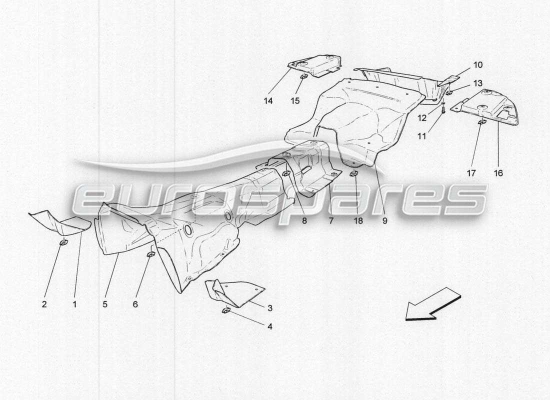 Maserati GranCabrio MC Centenario Aislamiento térmico Diagrama de piezas