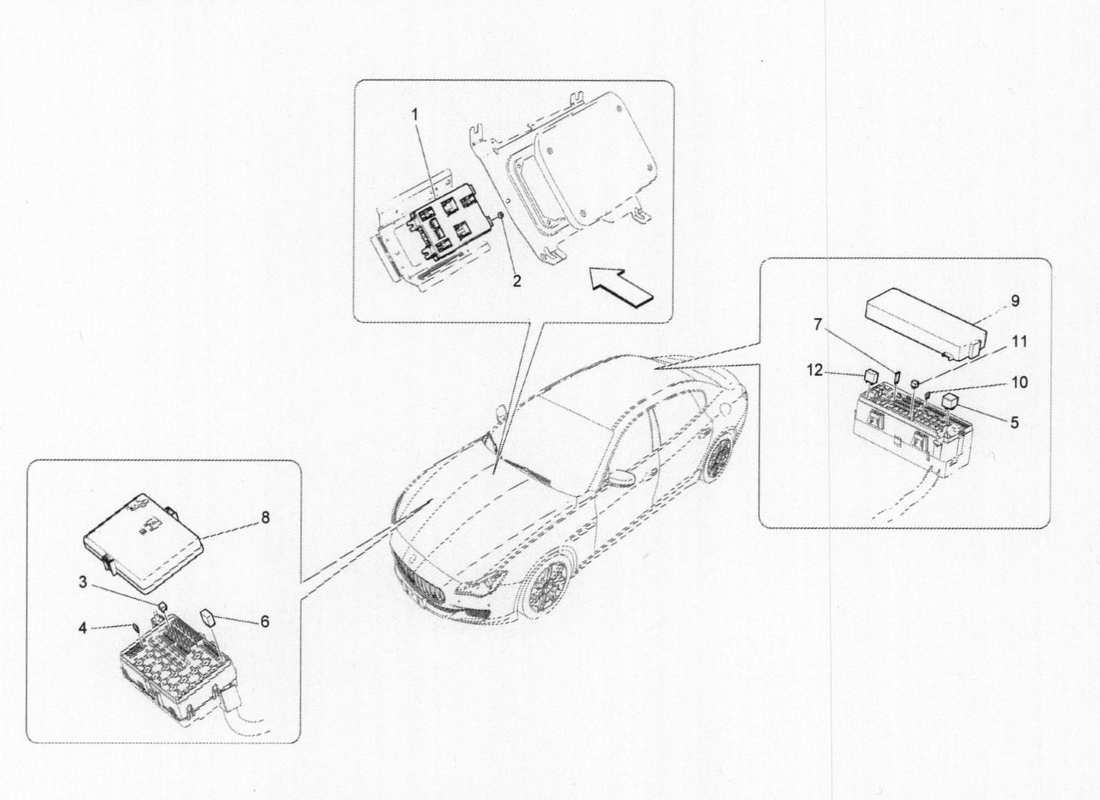 Maserati QTP. V6 3.0 BT 410bhp 2015 RELÉS, FUSIBLES Y CAJAS Diagrama de piezas