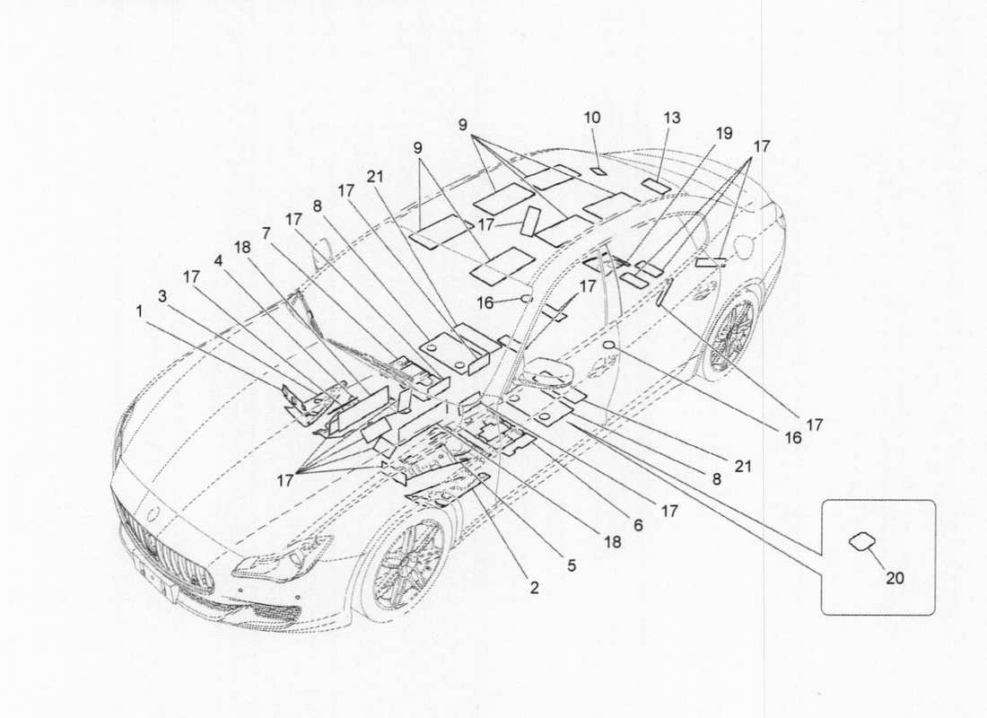 Maserati QTP. V6 3.0 BT 410bhp 2015 Aislamiento térmico Diagrama de piezas