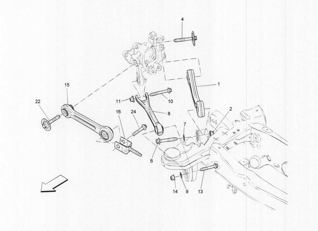 Maserati QTP. V6 3.0 TDS 275bhp 2017 Rear Suspension Diagrama de piezas